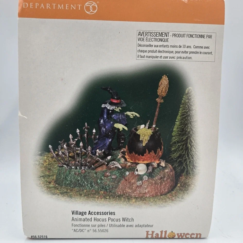 Vtg Dept 56 Halloween Village accessories Animated Hocus Pocus Witch W Orig. Box